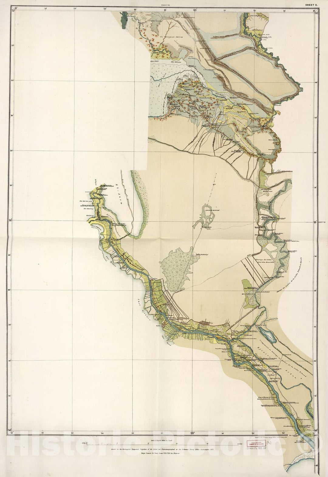 Historic 1912 Map - Map of The Turco-Persian Frontier : Made by Russian and English Officers in The Years from 1849 to 1855 on The Scale of 1:73,050 and Reduced to The Scale of 1:253,440