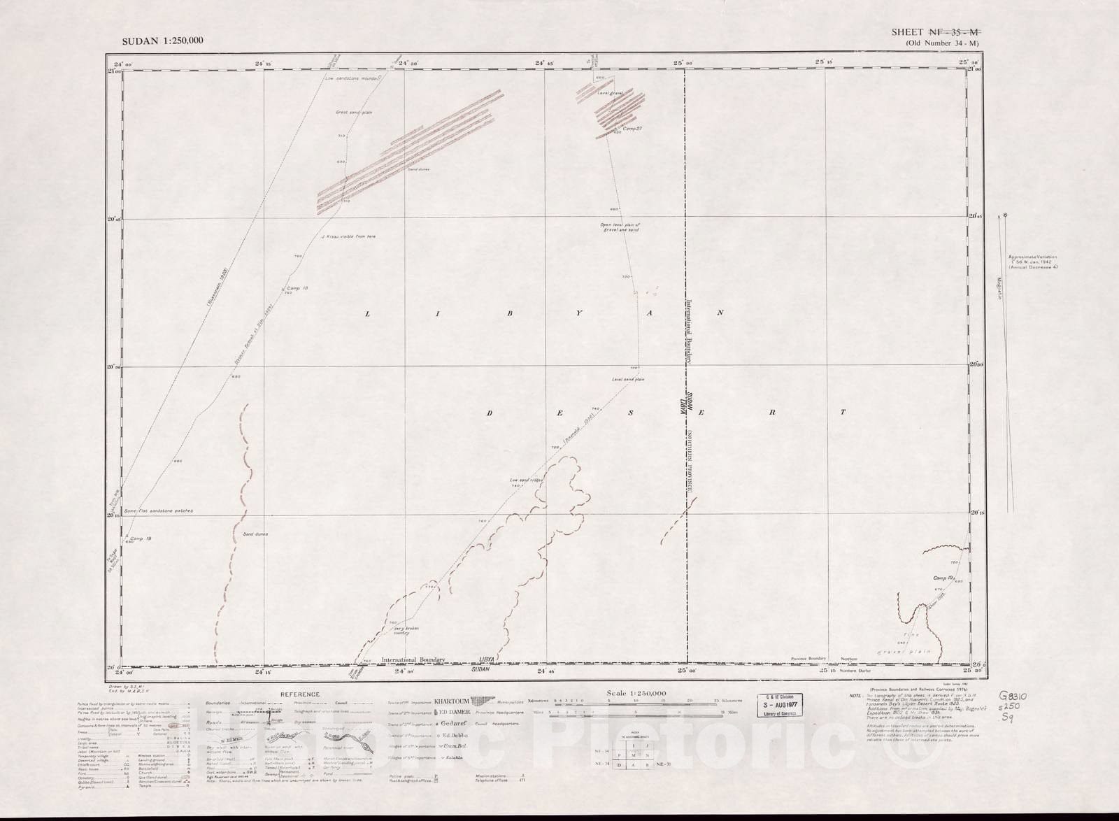 Historic 1909 Map - Sudan 1:250,000 - No Title 34-M 1976 (no Month give on map) - Anglo-Egyptian Sudan