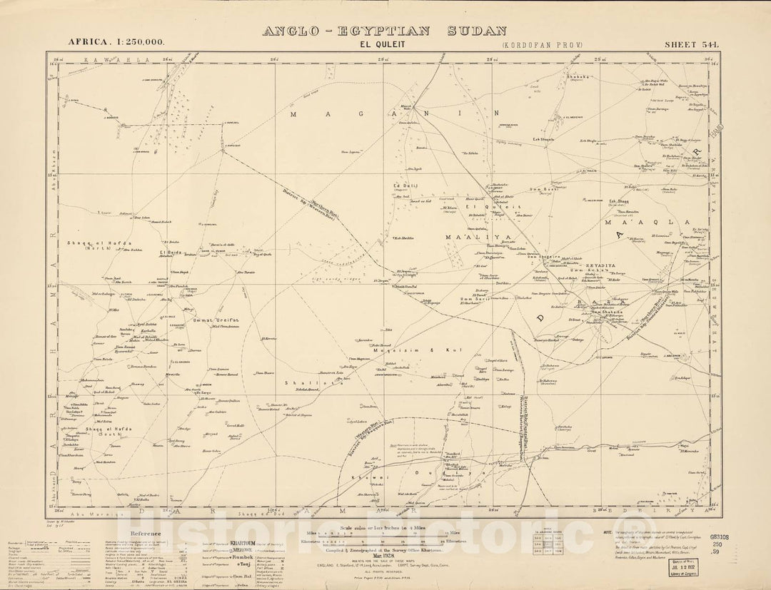 Historic 1909 Map - Sudan 1:250,000 - El Quleit Sheet 54-L Mar 1928 - Anglo-Egyptian Sudan