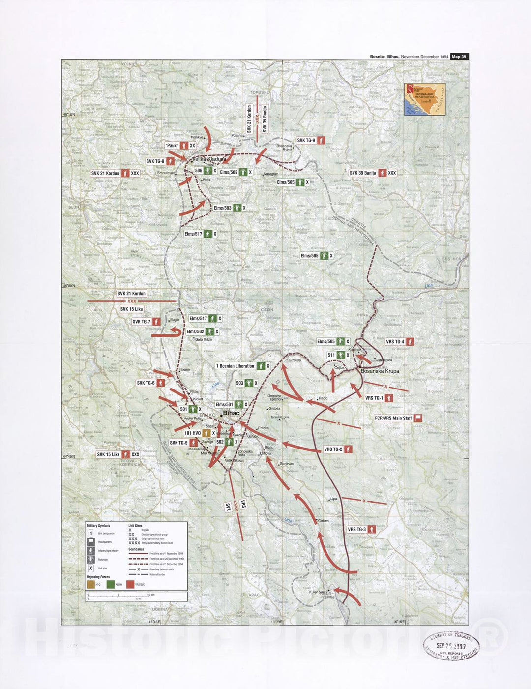 Historic 2002 Map - Balkan battlegrounds - Bosnia: Bihac, August-September 1994