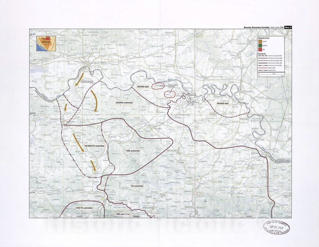 Historic 2002 Map - Balkan battlegrounds - Bosnia: Posavina Corridor, June-July 1992