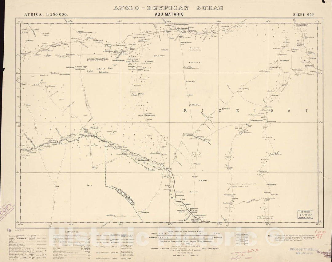 Historic 1909 Map - Sudan 1:250,000 - Abu Matariq Sheet 65-F Jan 1932 - Anglo-Egyptian Sudan