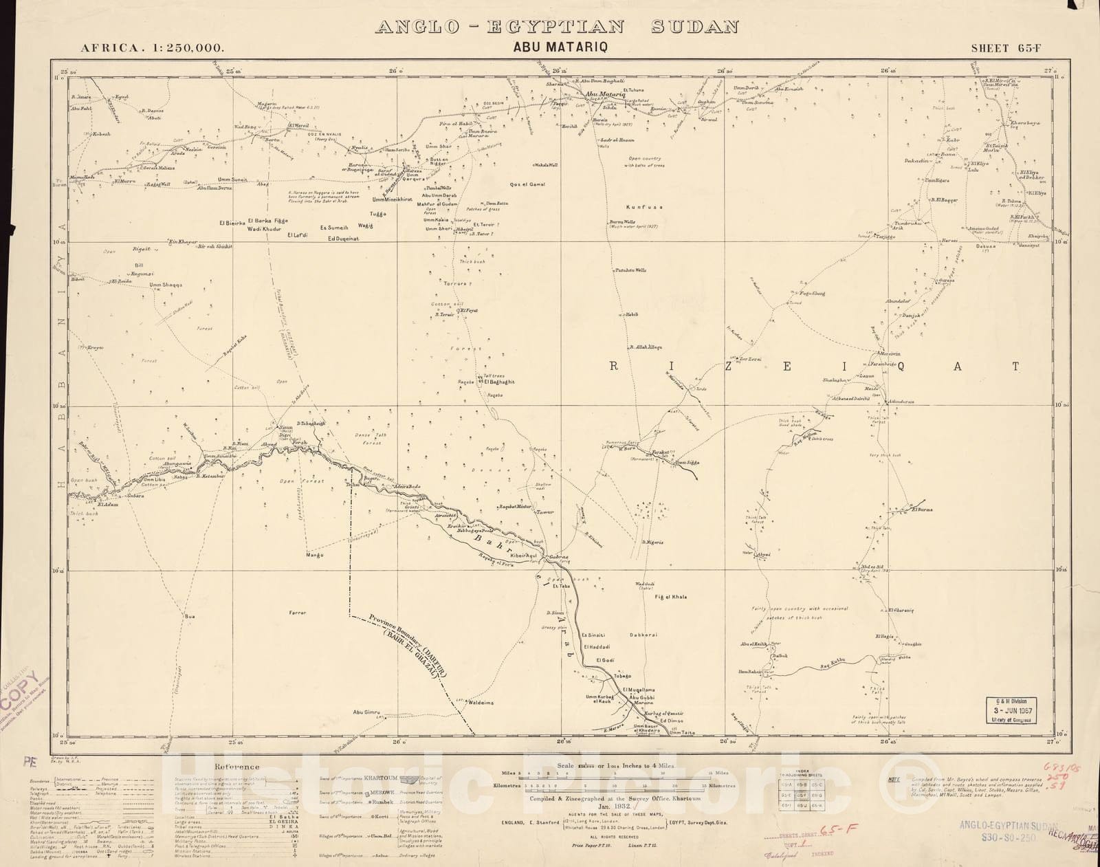 Historic 1909 Map - Sudan 1:250,000 - Abu Matariq Sheet 65-F Jan 1932 - Anglo-Egyptian Sudan