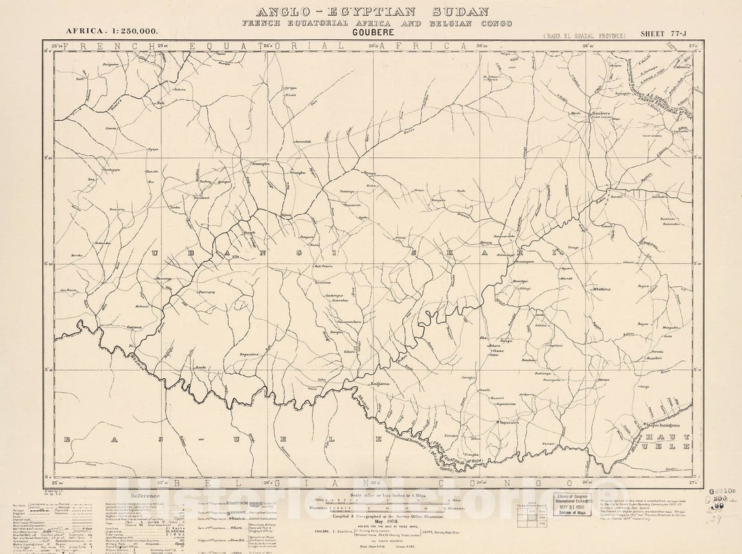 Historic 1909 Map - Sudan 1:250,000 - Goubere Sheet 77-J May 1933 - Anglo-Egyptian Sudan