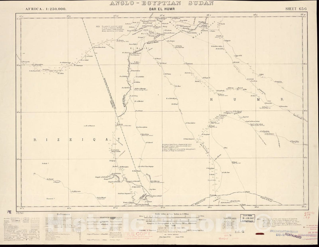 Historic 1909 Map - Sudan 1:250,000 - DAR El Humr Sheet 65-G Jun 1931 - Anglo-Egyptian Sudan