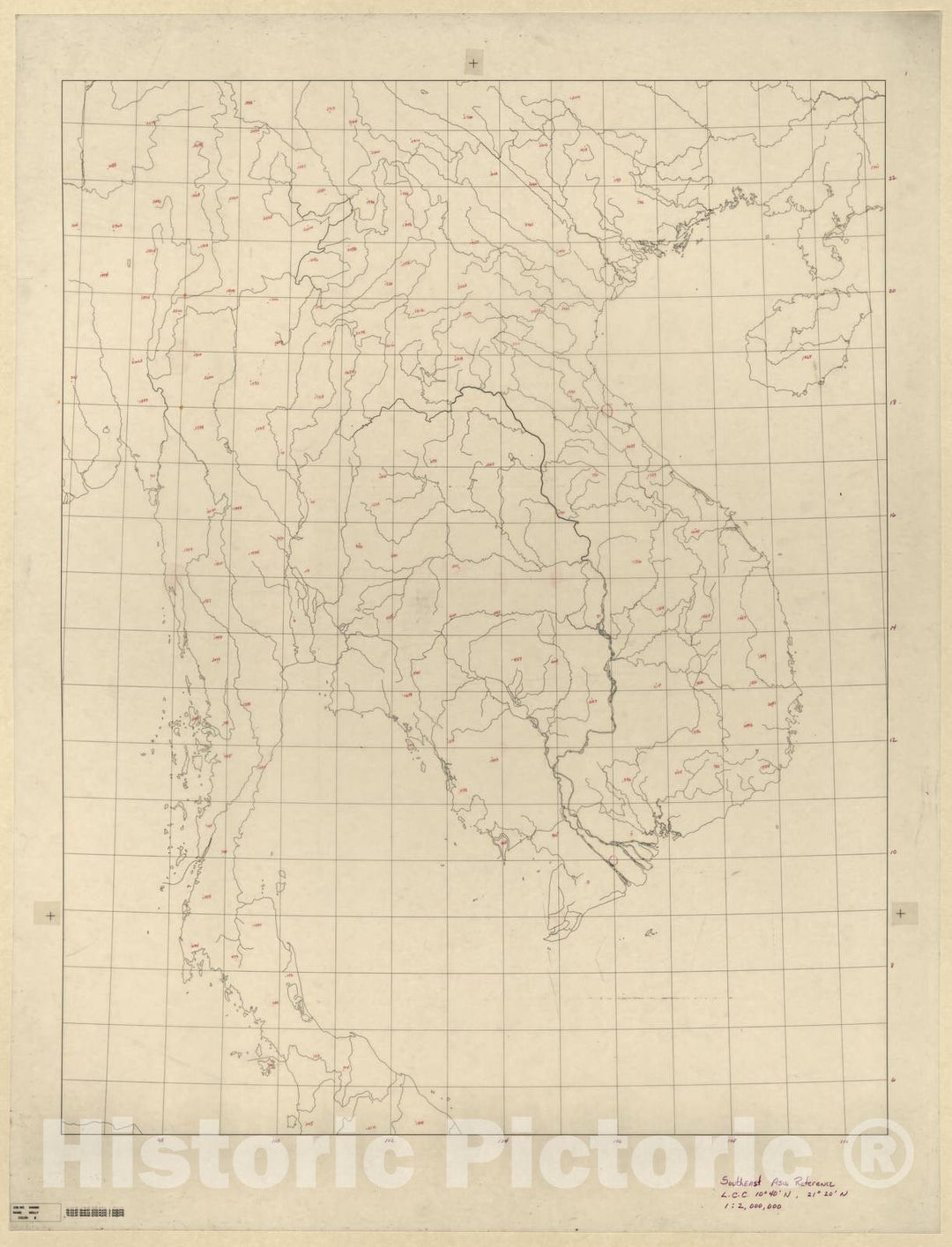 Historic Map - CIA Terrain Board Collection - Southesast Asia Reference - Reference line Work