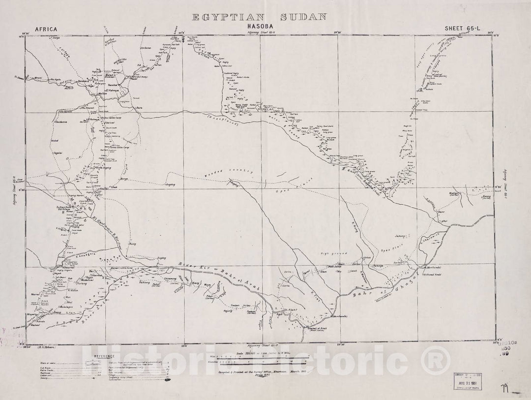 Historic 1909 Map - Sudan 1:250,000 - Hasoba Sheet 65-L Mar 1910 - Anglo-Egyptian Sudan 2