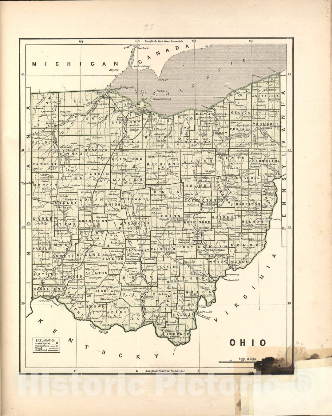 Historic 1842 Map - Morse's North American Atlas. - Ohio - Morse's cerographic maps