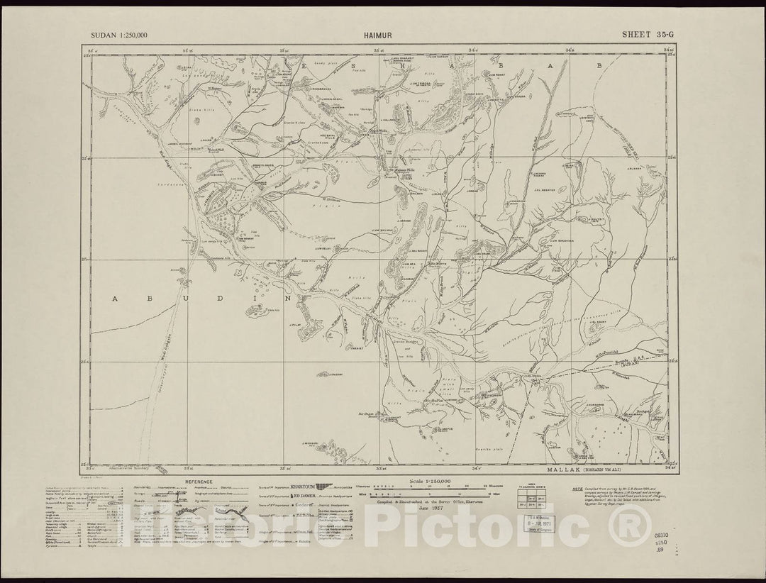 Historic 1909 Map - Sudan 1:250,000 - Haimur Sheet 35-G Jun 1927 - Anglo-Egyptian Sudan