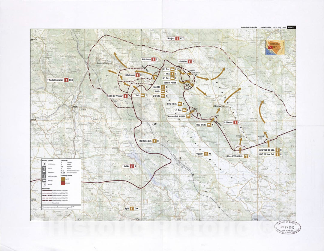 Historic 2002 Map - Balkan battlegrounds - Bosnia & Croatia: Livno Valley, April-June 1995