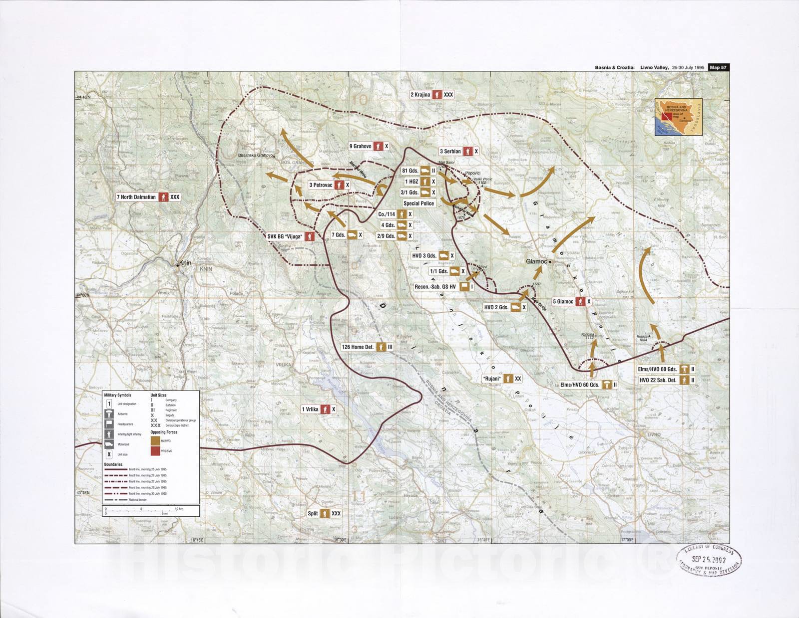 Historic 2002 Map - Balkan battlegrounds - Bosnia & Croatia: Livno Valley, April-June 1995