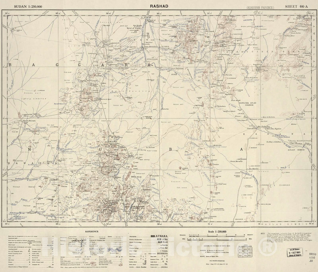 Historic 1909 Map - Sudan 1:250,000 - Rashad Sheet 66-A (No Month) 1933 - Anglo-Egyptian Sudan