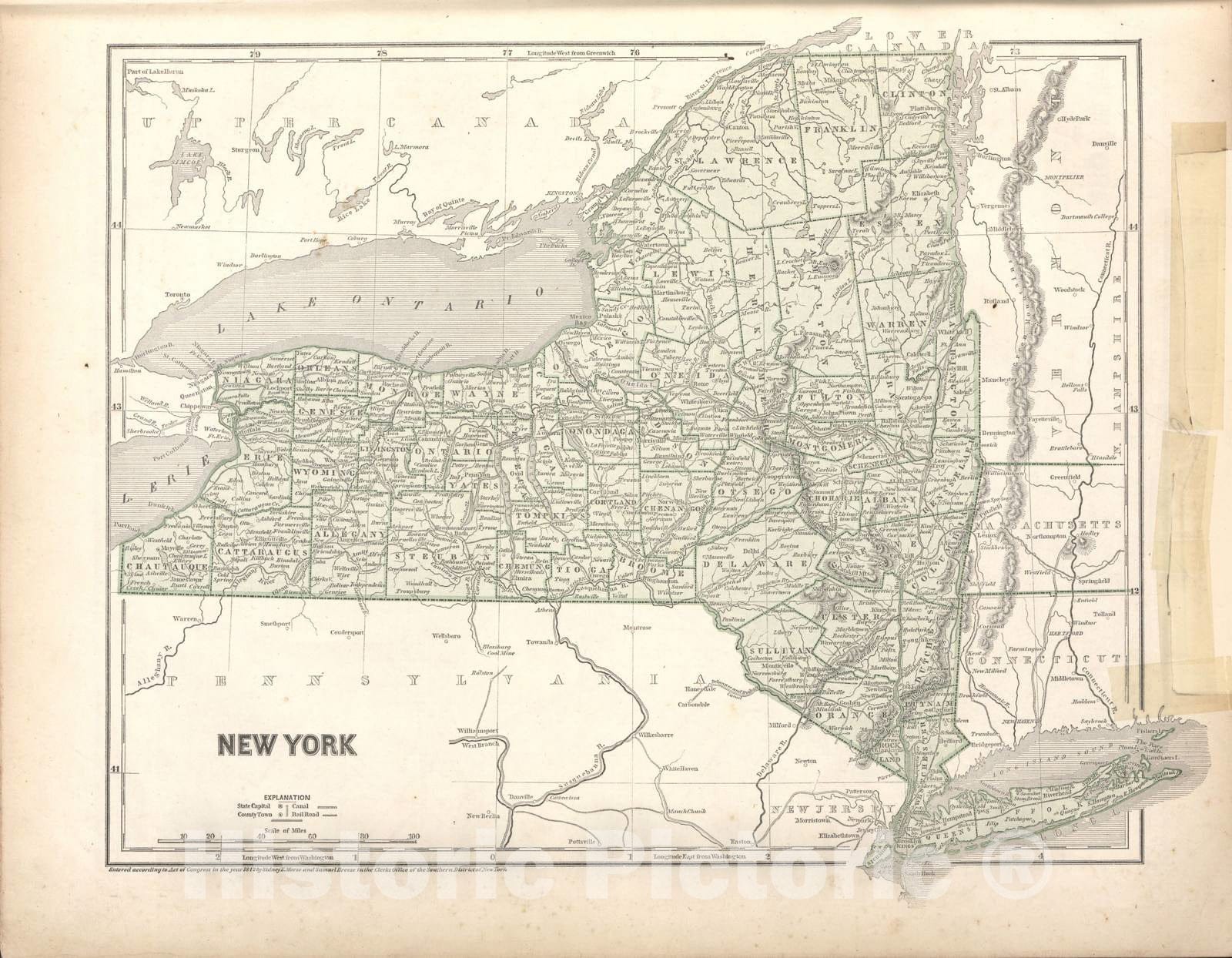 Historic 1842 Map - Morse's North American Atlas. - New York & Vicinity - Morse's cerographic maps