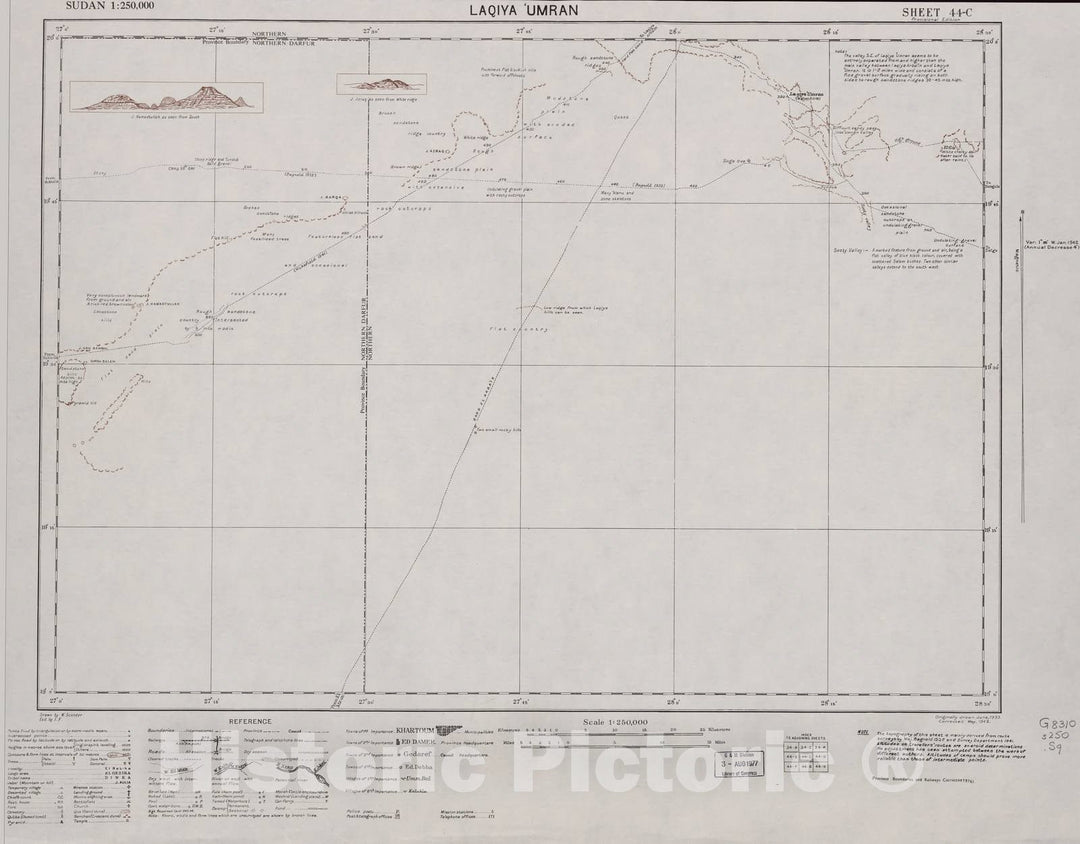 Historic 1909 Map - Sudan 1:250,000 - Laqiya Umran Sheet 44-C May 1942 - Anglo-Egyptian Sudan