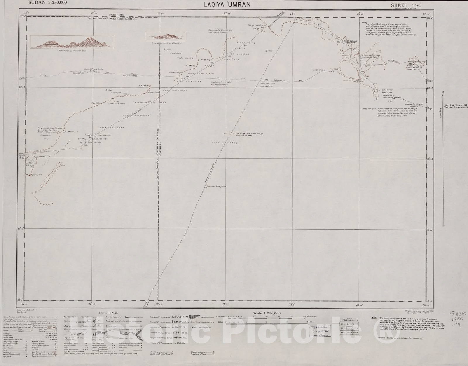 Historic 1909 Map - Sudan 1:250,000 - Laqiya Umran Sheet 44-C May 1942 - Anglo-Egyptian Sudan