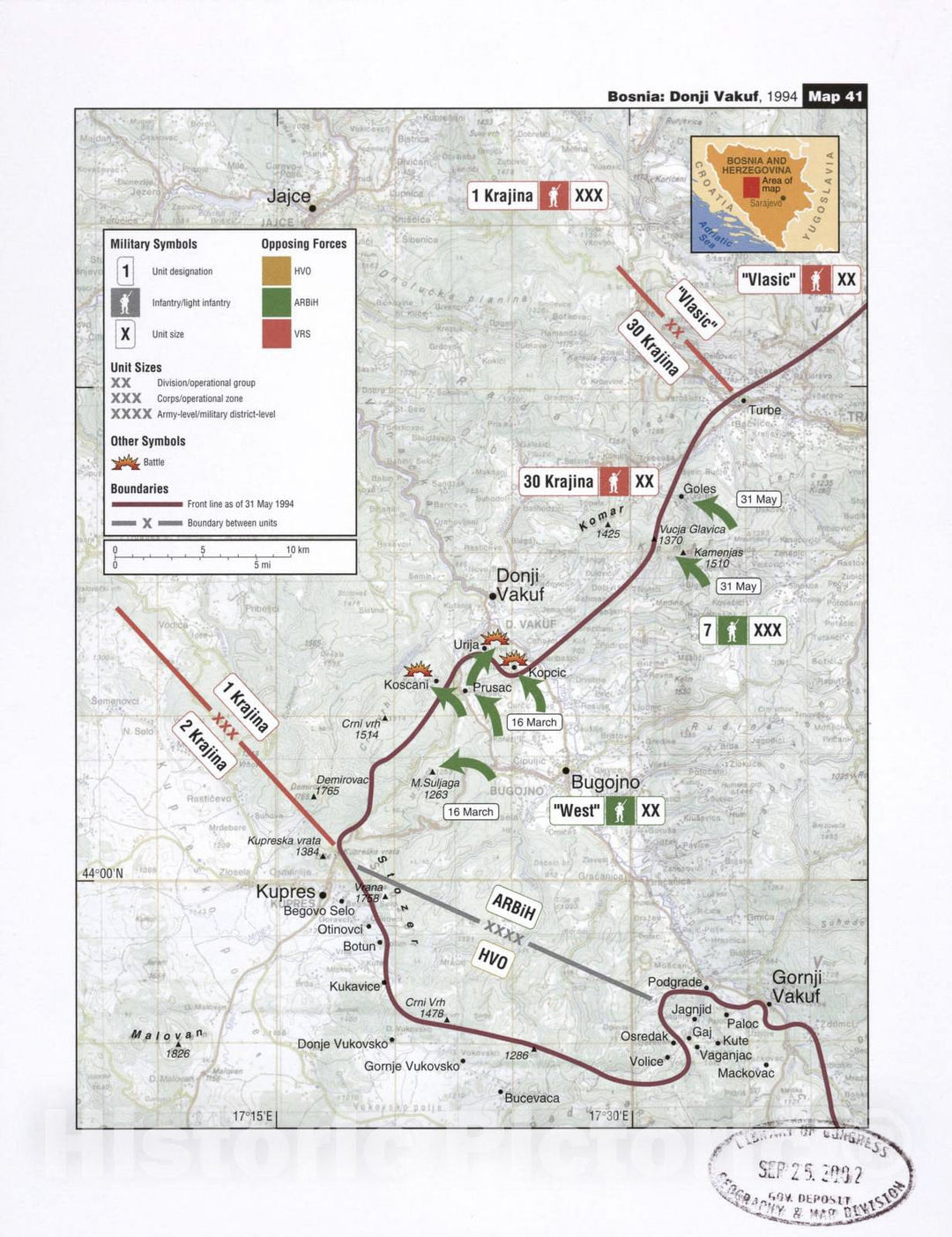 Historic 2002 Map - Balkan battlegrounds - Bosnia: Donji Vakuf, 1995