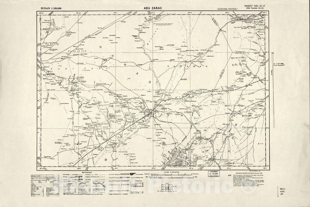 Historic 1909 Map - Sudan 1:250,000 - Abu Zabad Sheet ND-35-P (Old Number 54-P) 1935 - Anglo-Egyptian Sudan