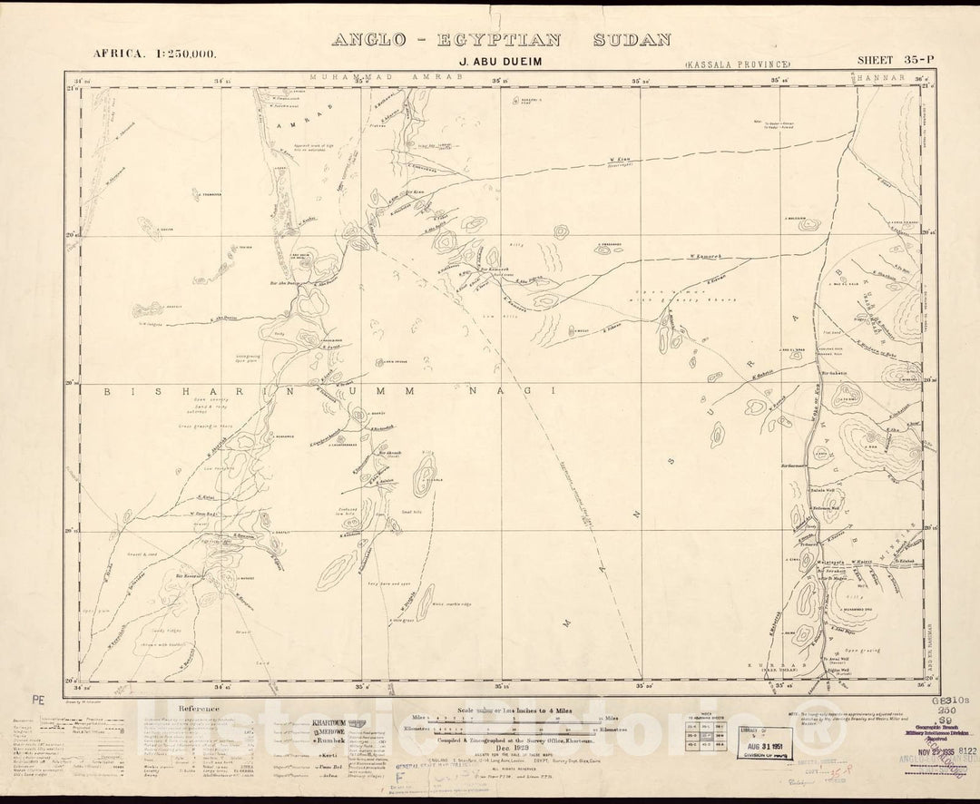 Historic 1909 Map - Sudan 1:250,000 - J. Abu Dueim Sheet 35-P Dec 1929 - Anglo-Egyptian Sudan