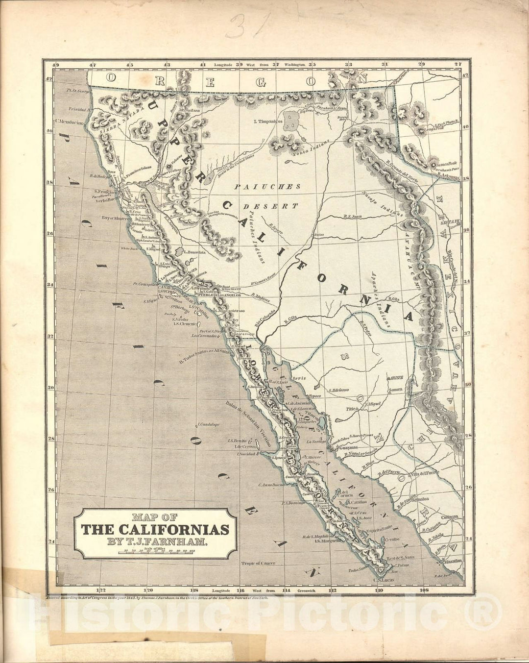 Historic 1842 Map - Morse's North American Atlas. - Map of The Californias - Morse's cerographic maps