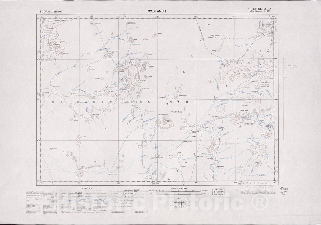 Historic 1909 Map - Sudan 1:250,000 - Wadi Amur Sheet NE-36-D (Old Number 45-D) 1975 - Anglo-Egyptian Sudan