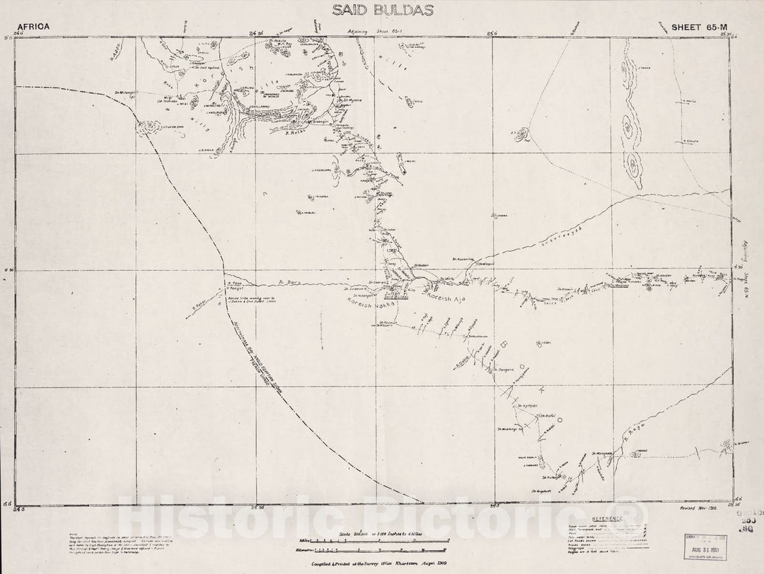 Historic 1909 Map - Sudan 1:250,000 - Said Buldas Sheet 65-M Aug 1909 - Anglo-Egyptian Sudan