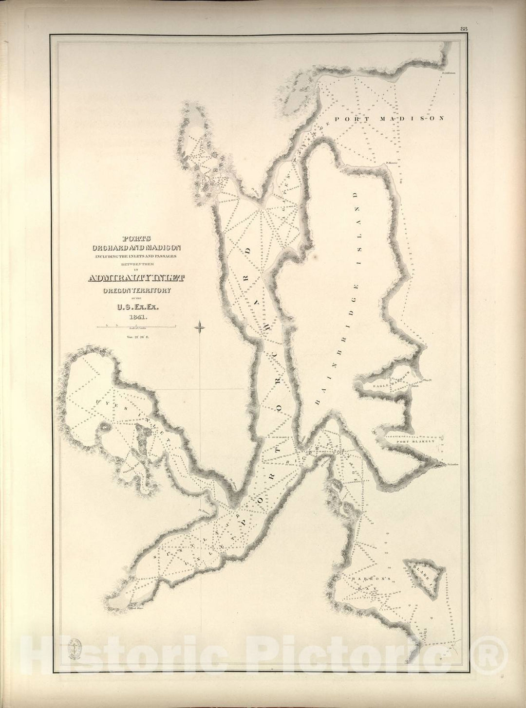 Historic 1844 Map - Atlas of The Narrative of The United States Exploring Expedition - Map of Sacramento River and Bay of San Pablo with Harbour of San Francisco