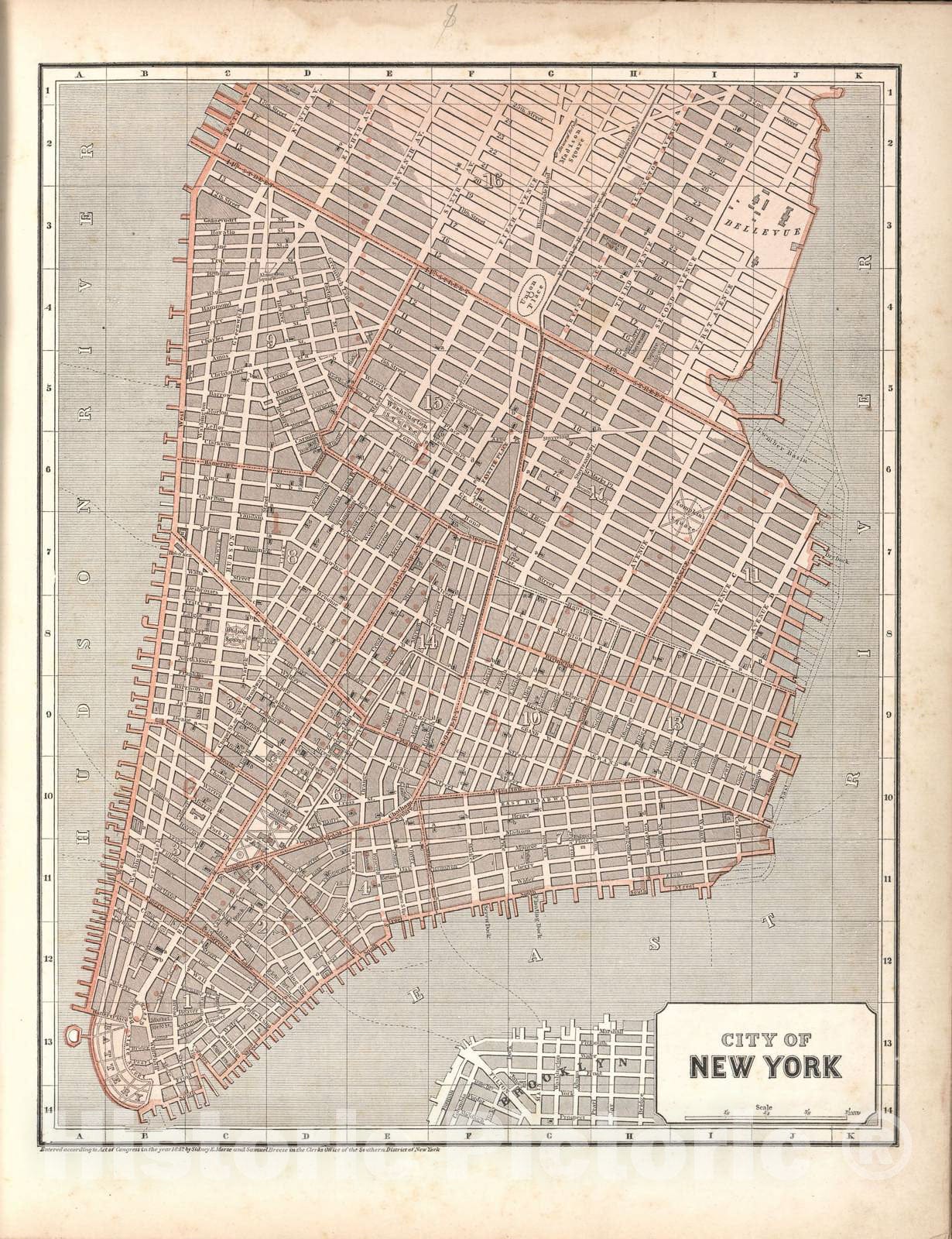 Historic 1842 Map - Morse's North American Atlas. - City of New York - Morse's cerographic maps