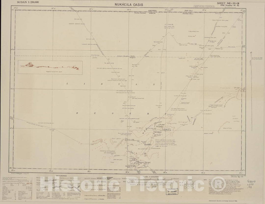 Historic 1909 Map - Sudan 1:250,000 - Nukheila Oasis Sheet NE-35-B (Old Number 44-B) Aug 1942 - Anglo-Egyptian Sudan