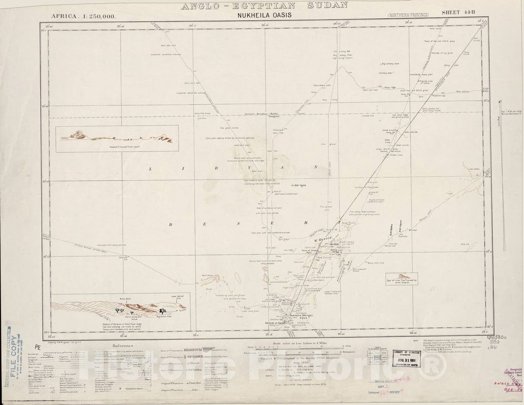 Historic 1909 Map - Sudan 1:250,000 - Nukheila Oasis Sheet 44-B Jul 1938 - Anglo-Egyptian Sudan