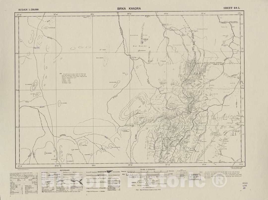 Historic 1909 Map - Sudan 1:250,000 - Birka Khadra Sheet 64-L Dec 1930 - Anglo-Egyptian Sudan