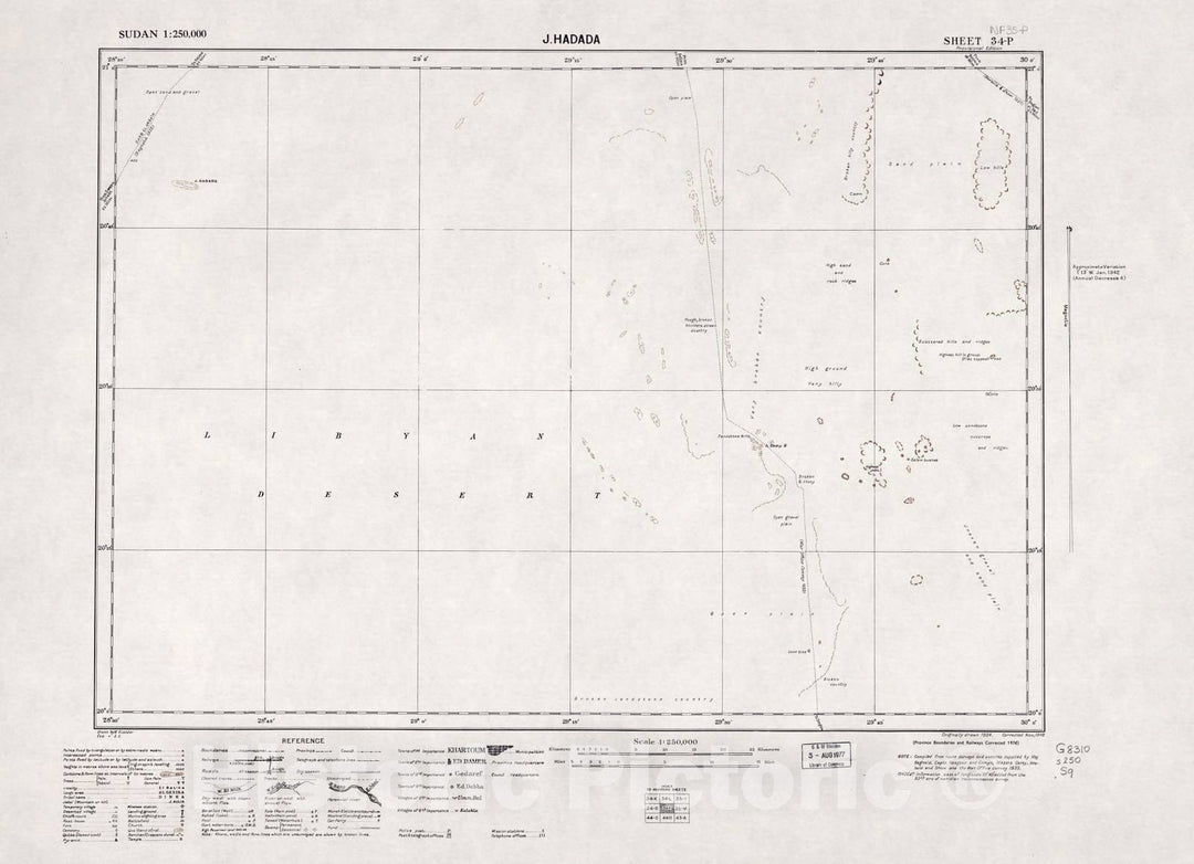 Historic 1909 Map - Sudan 1:250,000 - J. Hadada Sheet 34-P 1976 - Anglo-Egyptian Sudan