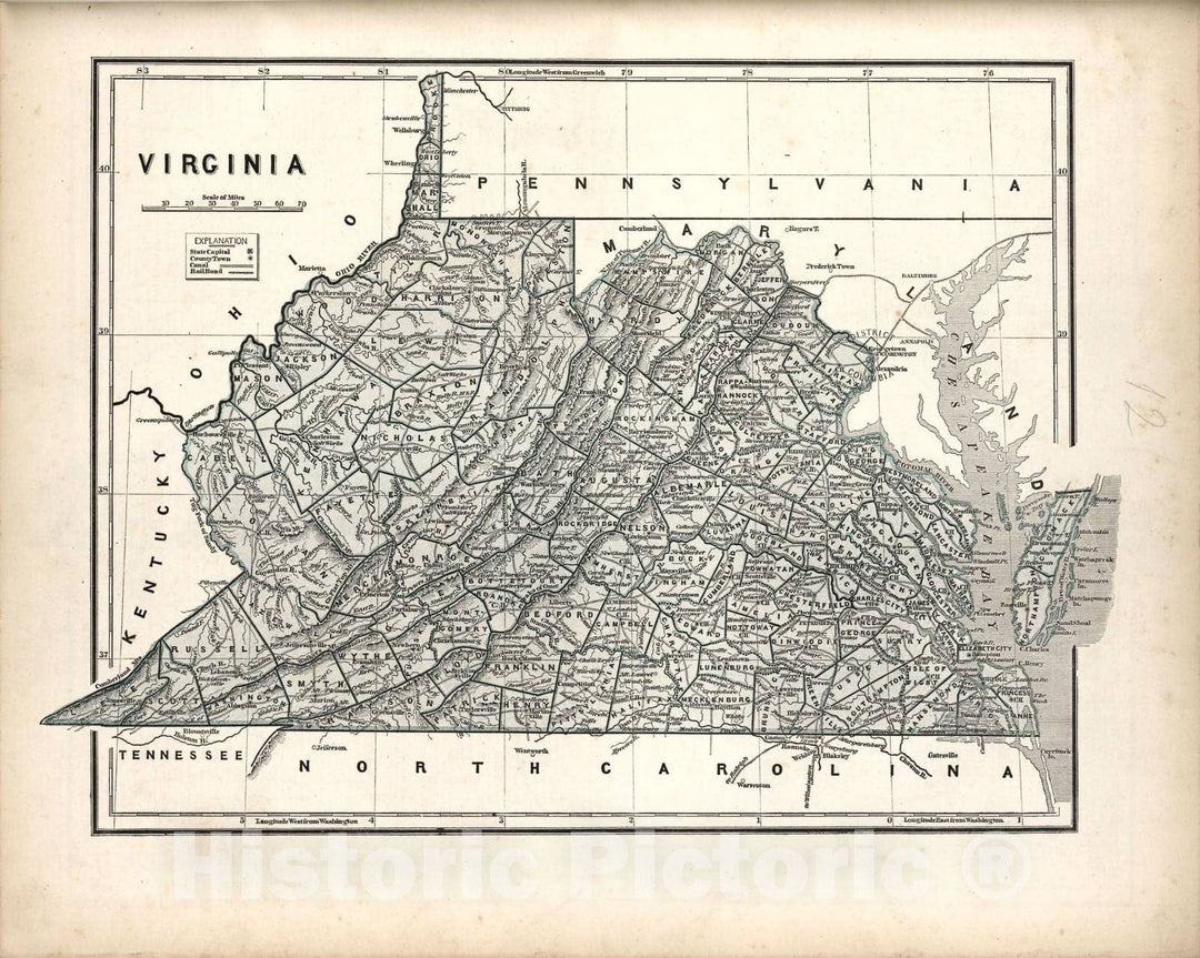 Historic 1842 Map - Morse's North American Atlas. - Virginia - Morse's cerographic maps