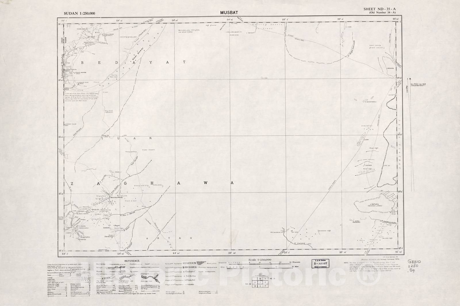 Historic 1909 Map - Sudan 1:250,000 - Musbat Sheet ND-35-A (Old Number 54-A) - Anglo-Egyptian Sudan