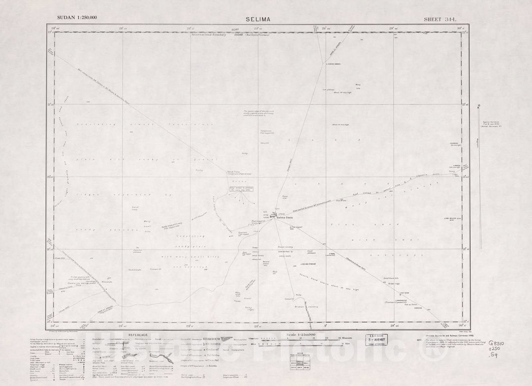 Historic 1909 Map - Sudan 1:250,000 - Selima Sheet 34-L 1976 (no Month Given on map) - Anglo-Egyptian Sudan