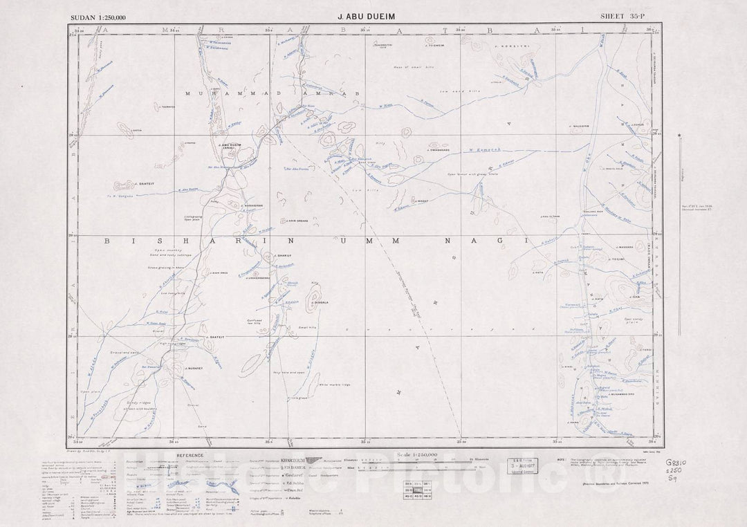 Historic 1909 Map - Sudan 1:250,000 - J. Abu Dueim Sheet 35-P 1936 (no Month Given) - Anglo-Egyptian Sudan