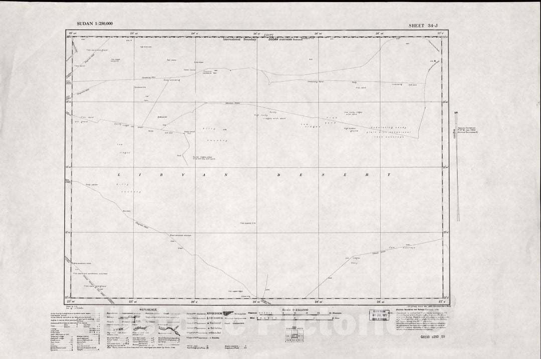 Historic 1909 Map - Sudan 1:250,000 - No Title 34-J 1976 - Anglo-Egyptian Sudan