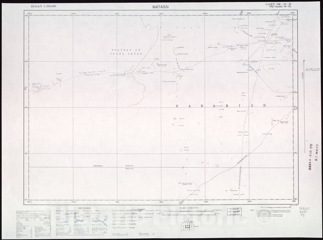 Historic 1909 Map - Sudan 1:250,000 - Matassi Sheet NE-35-H (Old Number 44-H) 1942 - Anglo-Egyptian Sudan