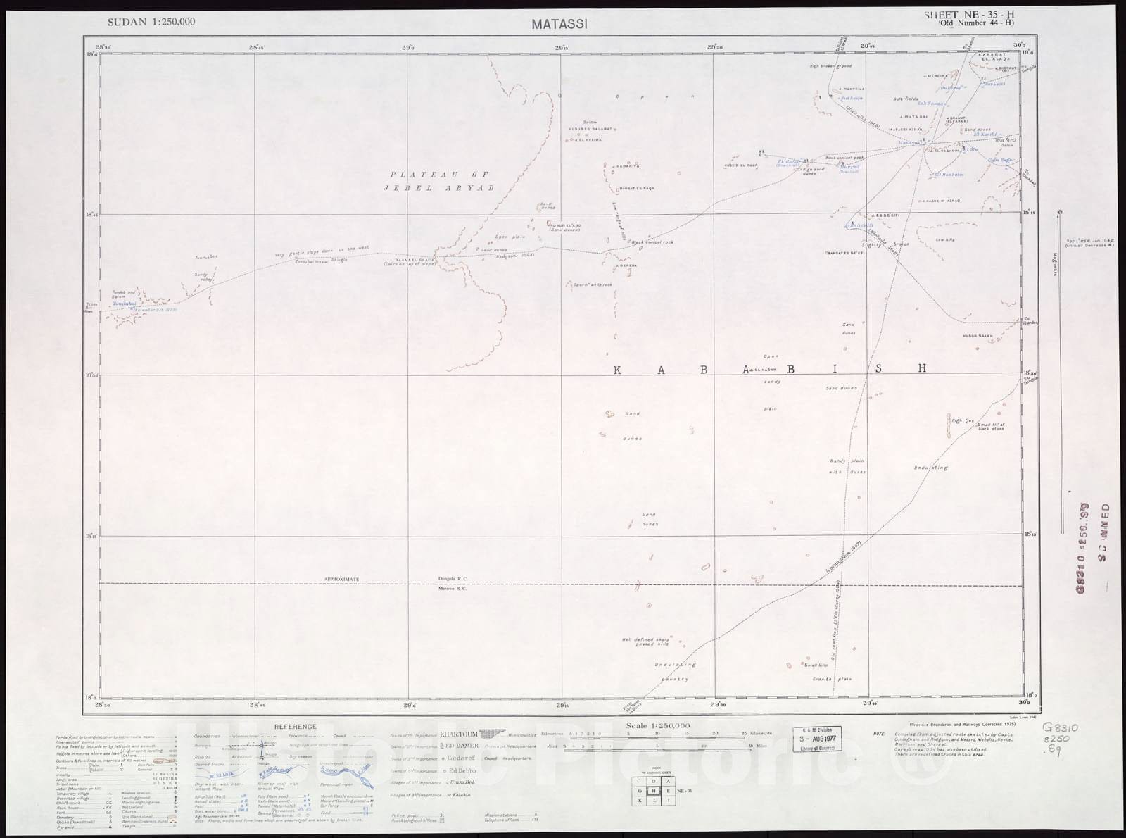 Historic 1909 Map - Sudan 1:250,000 - Matassi Sheet NE-35-H (Old Number 44-H) 1942 - Anglo-Egyptian Sudan