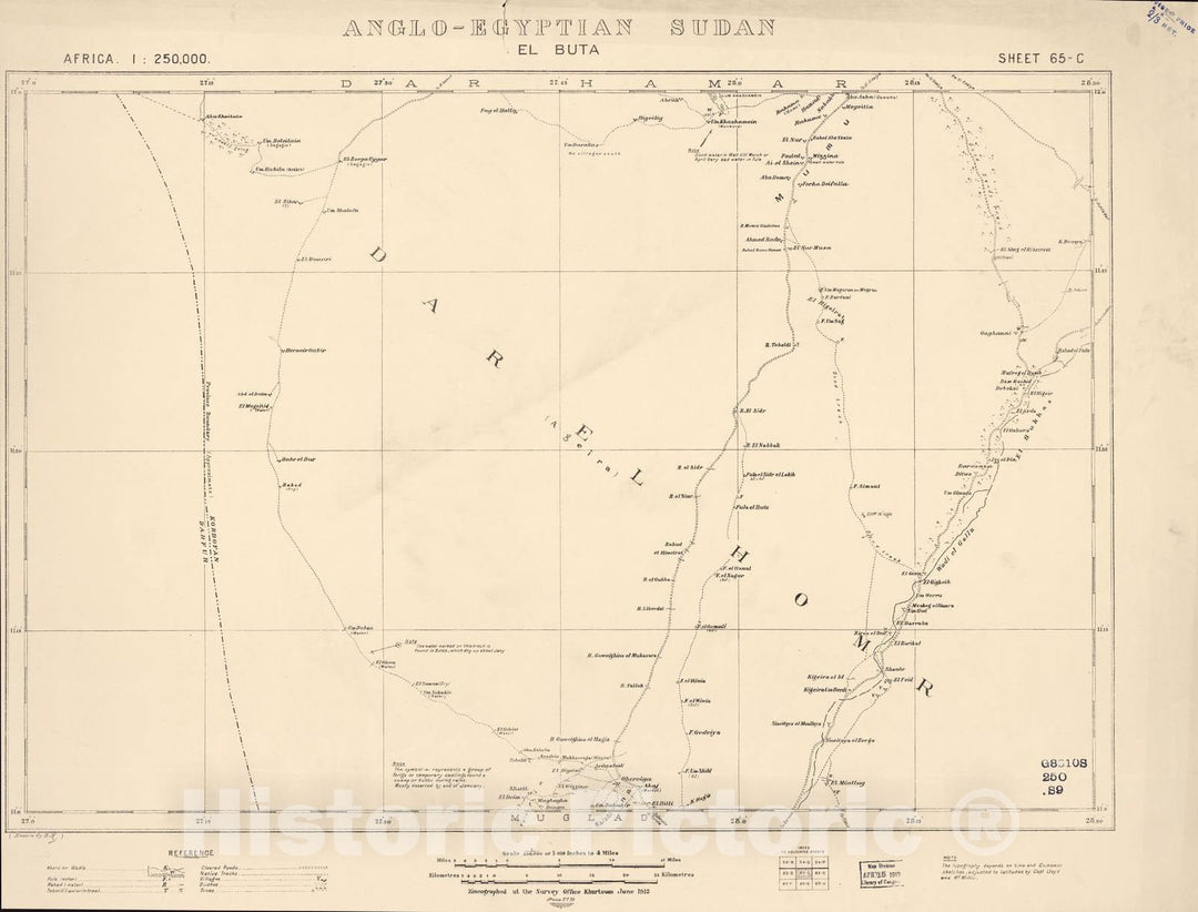 Historic 1909 Map - Sudan 1:250,000 - El Buta Sheet 65-C Jun 1913 - Anglo-Egyptian Sudan