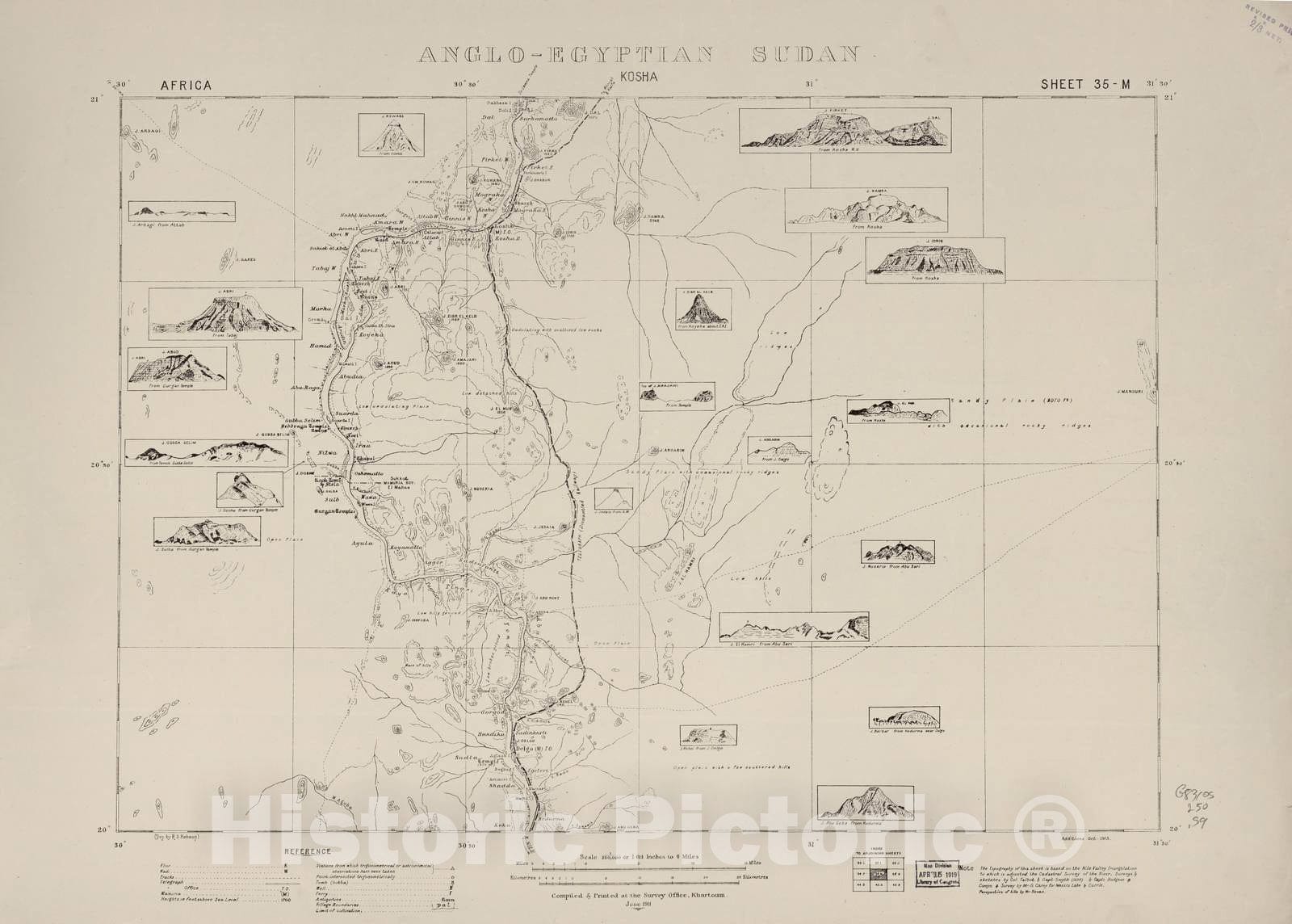 Historic 1909 Map - Sudan 1:250,000 - Kosha Sheet 35-M Jun 1911 - Anglo-Egyptian Sudan