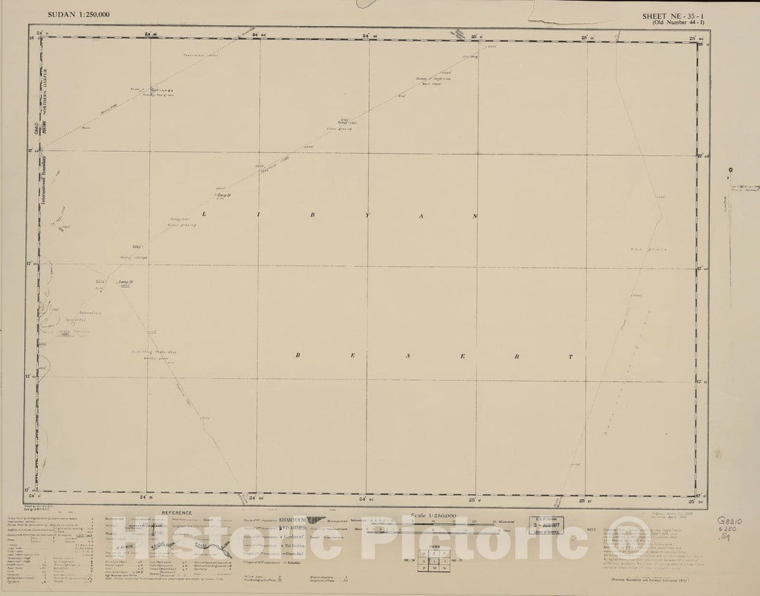 Historic 1909 Map - Sudan 1:250,000 - Libyan Desert Sheet NE-35-I (Old Number 44-I) Jul 1928 - Anglo-Egyptian Sudan