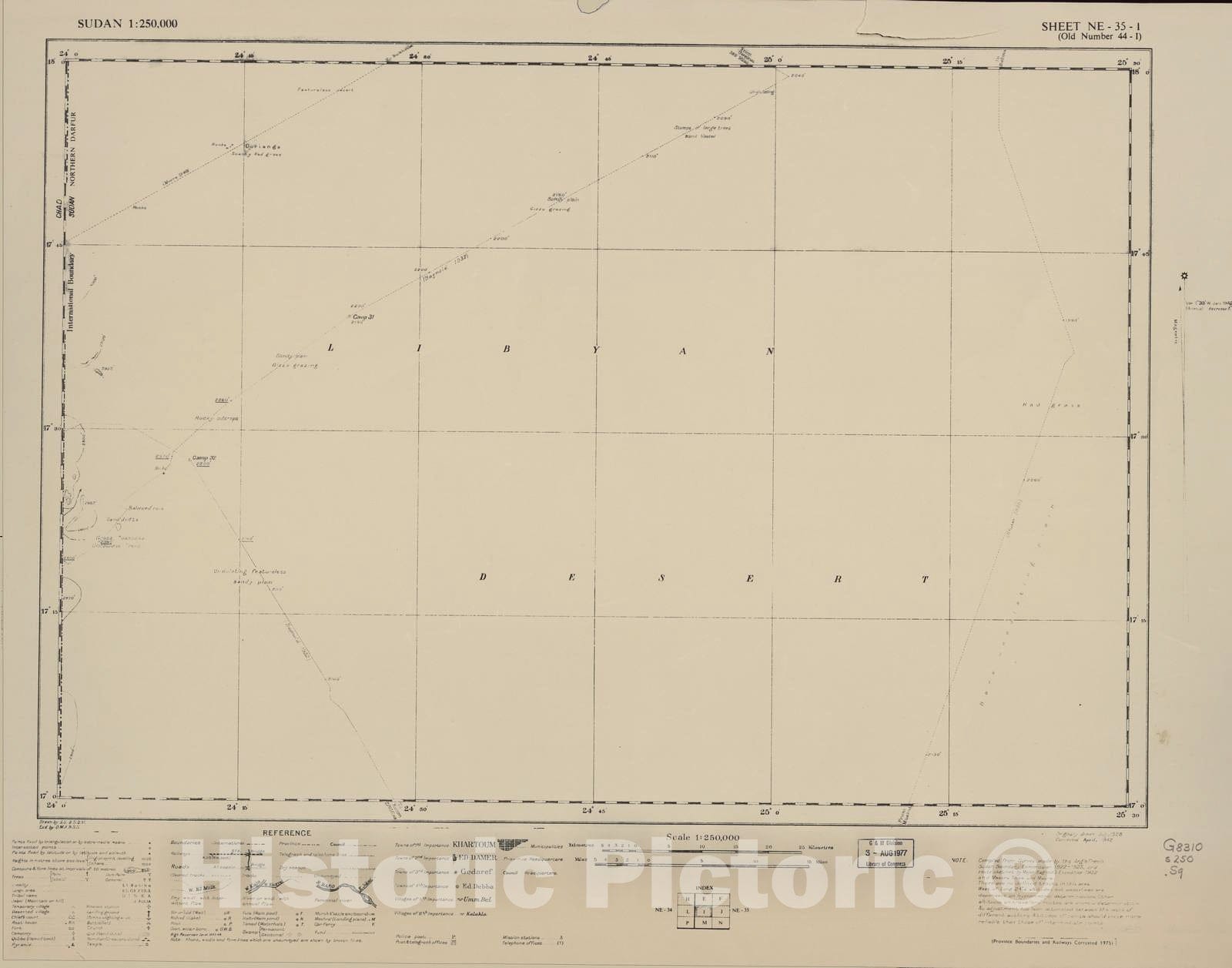 Historic 1909 Map - Sudan 1:250,000 - Libyan Desert Sheet NE-35-I (Old Number 44-I) Jul 1928 - Anglo-Egyptian Sudan