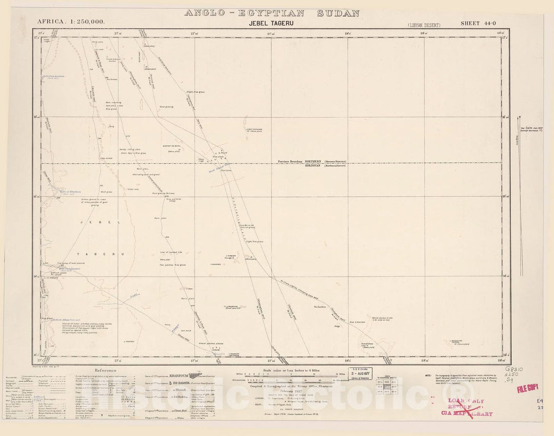 Historic 1909 Map - Sudan 1:250,000 - Jebel Tageru Sheet 44-O Feb 1937 - Anglo-Egyptian Sudan