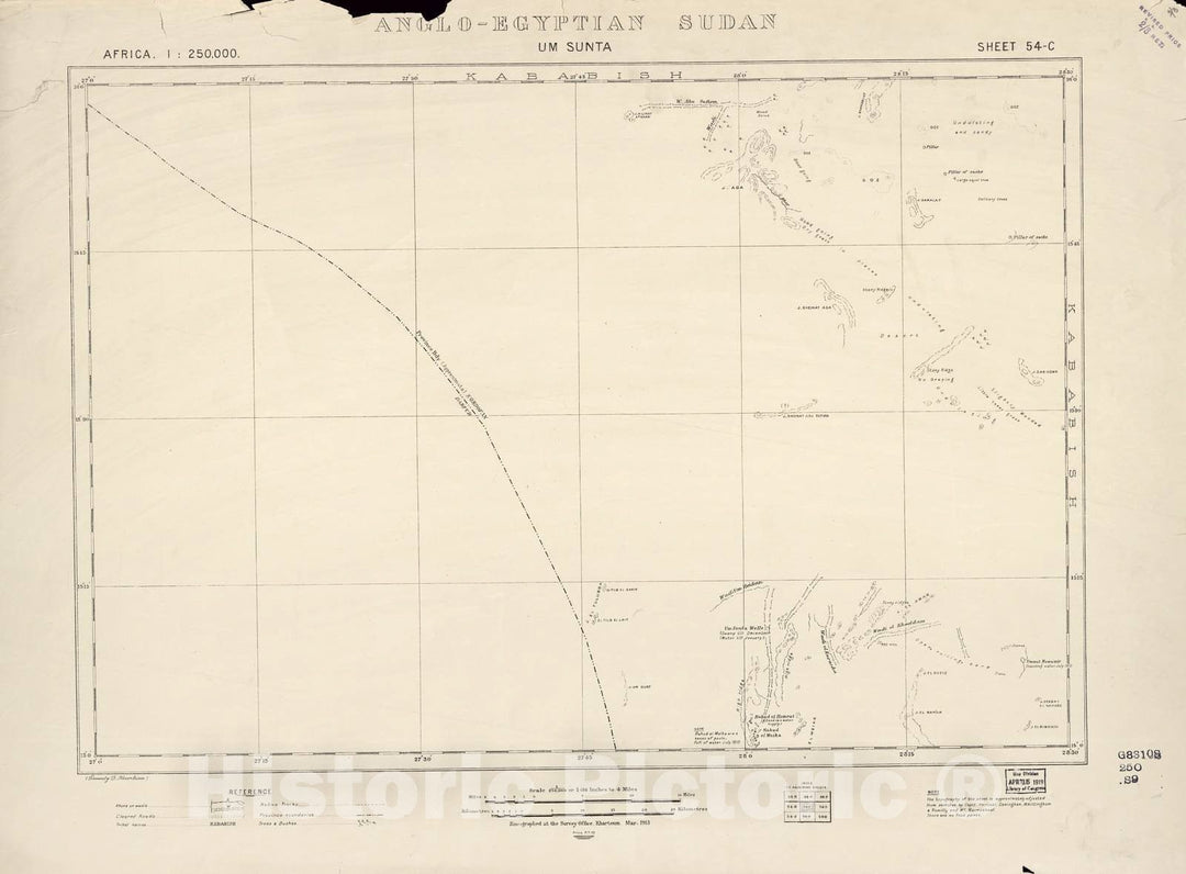 Historic 1909 Map - Sudan 1:250,000 - Um Sunta Sheet 54-C Mar 1913 - Anglo-Egyptian Sudan