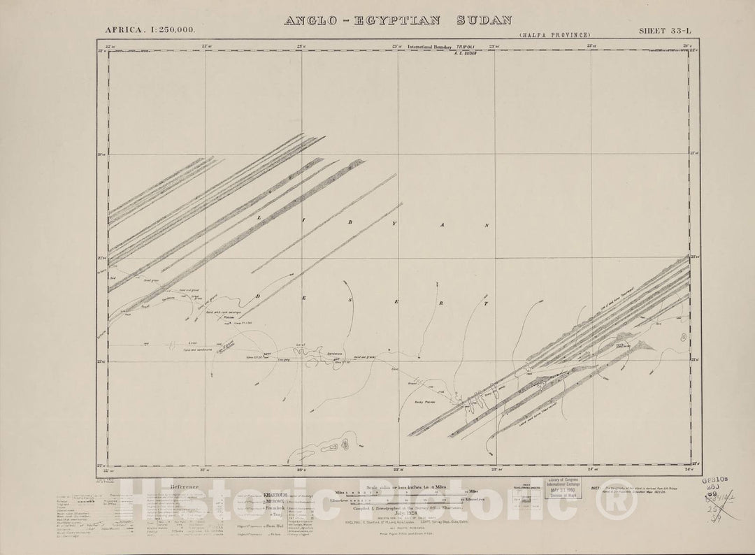 Historic 1909 Map - Sudan 1:250,000 - Halfa Province Sheet 33-L July 1928 - Anglo-Egyptian Sudan