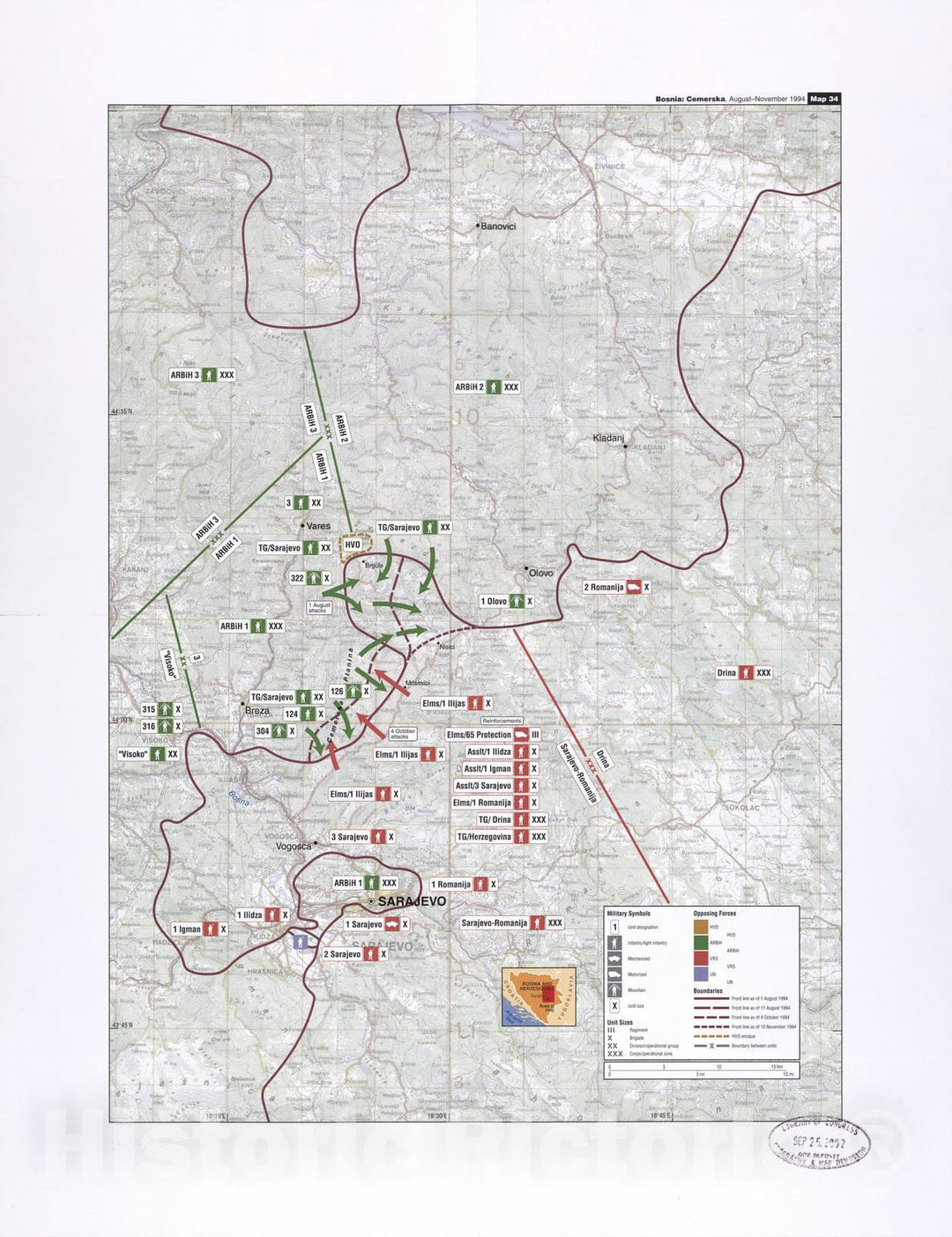 Historic 2002 Map - Balkan battlegrounds - Bosnia: Cemerska, April-November 1994