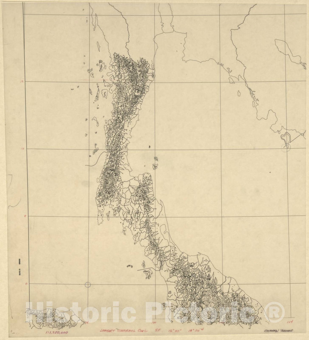 Historic Map - CIA Terrain Board Collection - Southern Thailand - Reference line Work