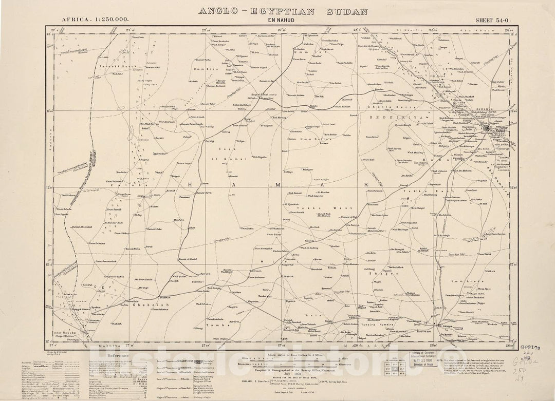 Historic 1909 Map - Sudan 1:250,000 - En Nahud Sheet 51-O Jul 1931 - Anglo-Egyptian Sudan