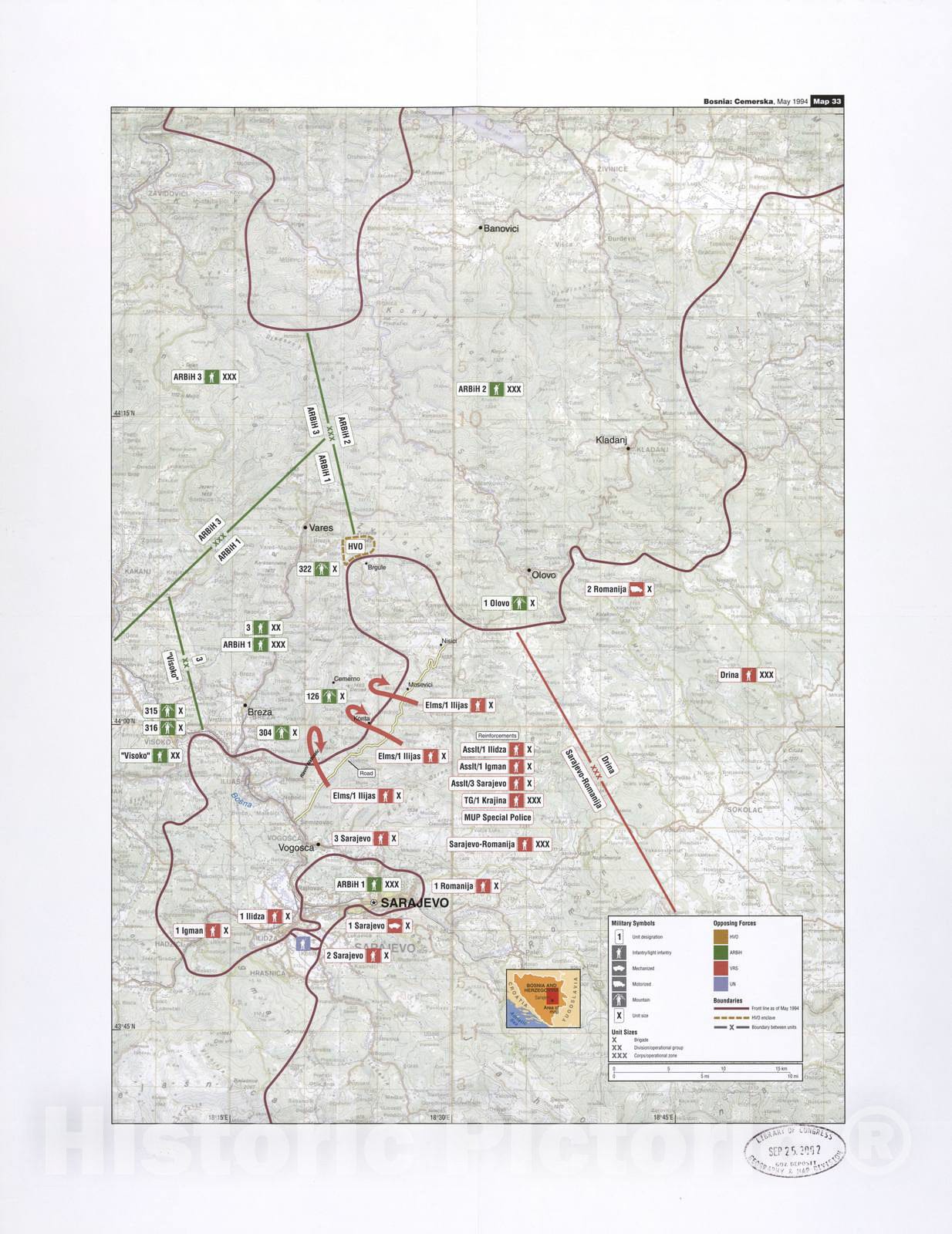 Historic 2002 Map - Balkan battlegrounds - Bosnia: Cemerska, May 1994