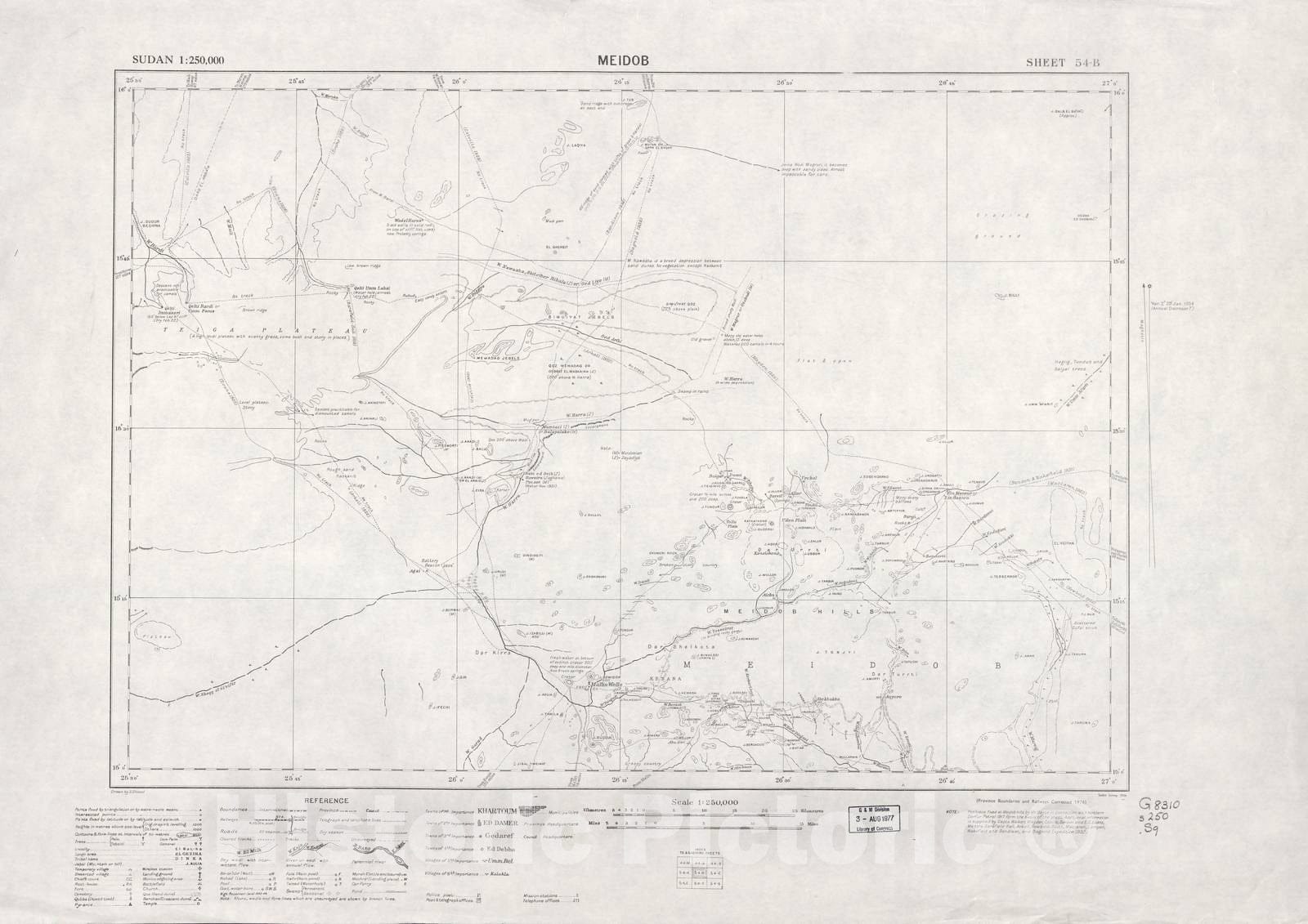 Historic 1909 Map - Sudan 1:250,000 - Meidob Sheet 54-B 1934 - Anglo-Egyptian Sudan